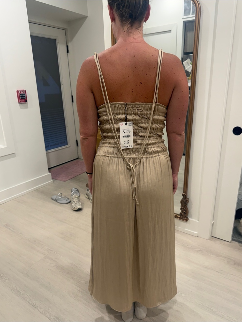 Zara Cream Smocked Maxi Dress - Picture 8 of 8
